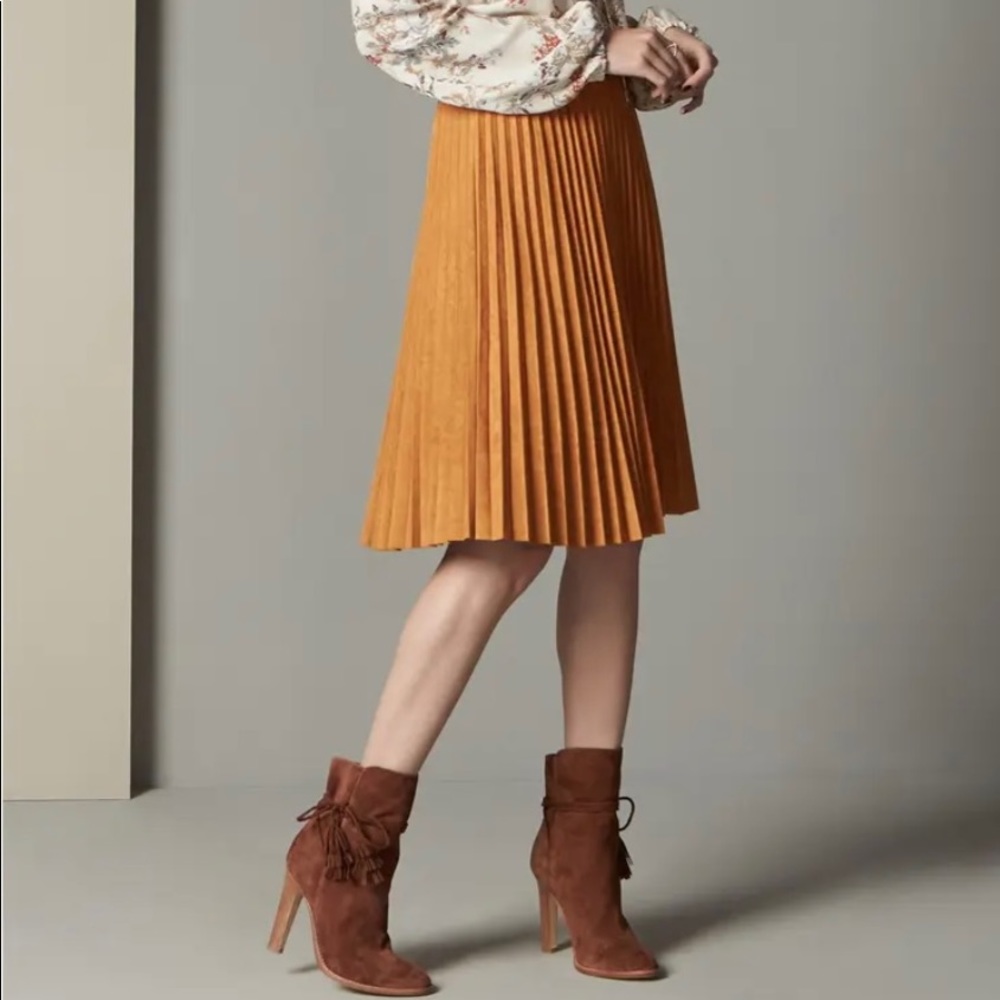 Faux Suede Pleated Skirt